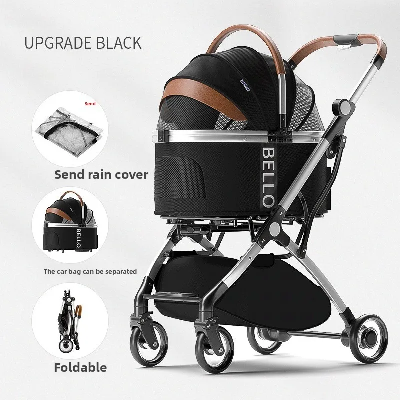 Cochecito para mascotas, suministros de ruedas para gatos y perros, carrito plegable portátil, productos de viaje al aire libre, accesorios, cochecito para perros - imagen 4