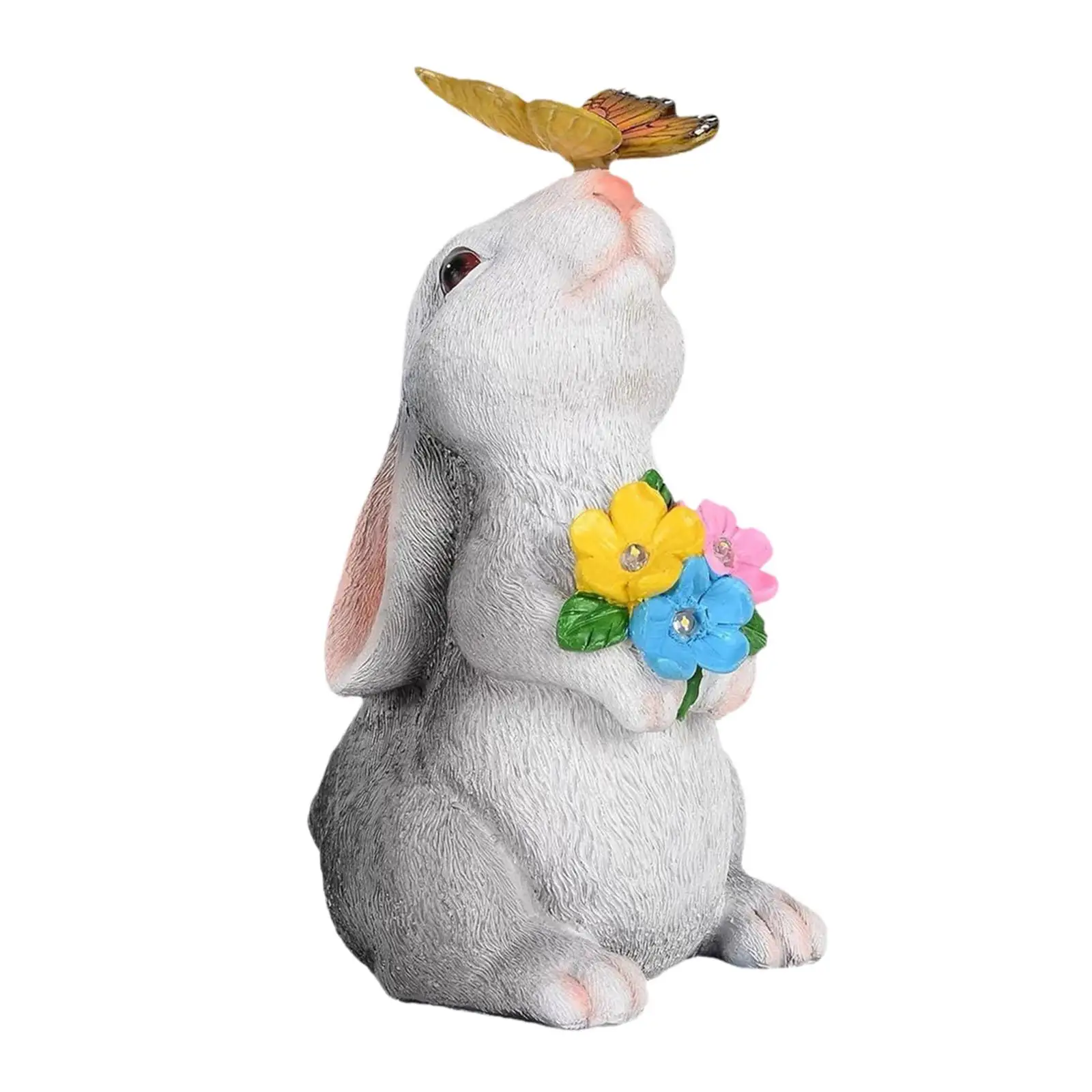 Garden Rabbit Statue Decorative Porch Luminous Entrances Lawn Flower Bed Adorable Farmhouse Pathway Resin Yard Decoration Decor