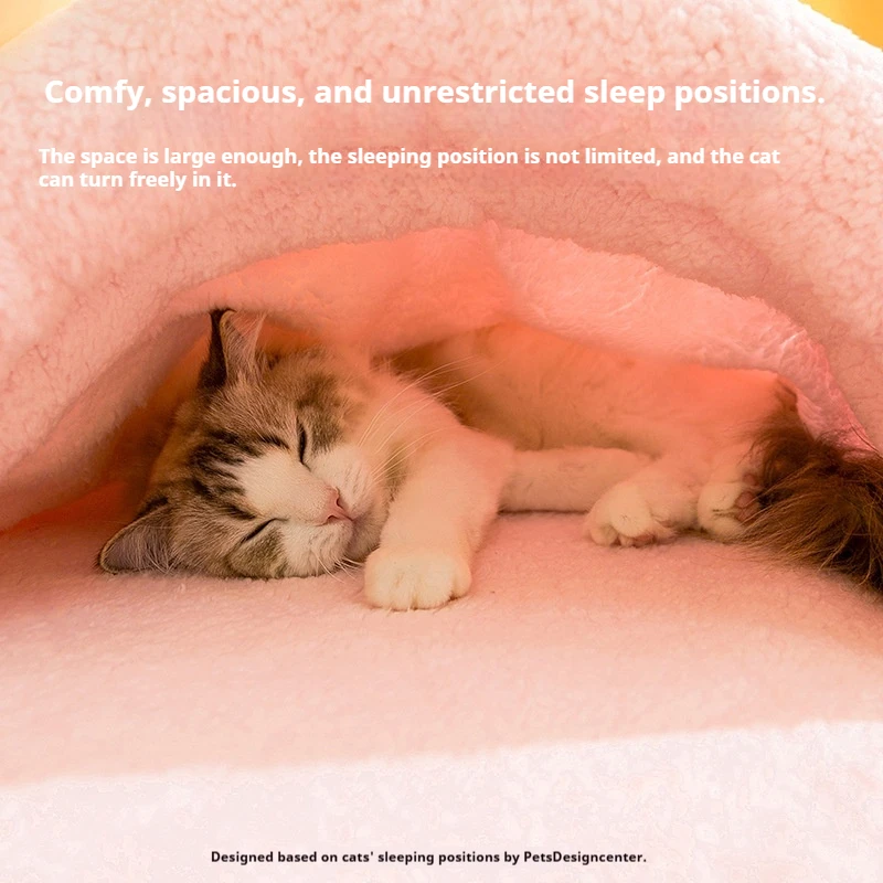 Cama para mascotas, cama cálida para gatos de otoño e invierno, cama para dormir para gatitos en invierno, cama tipo zapatilla para animales, saco de dormir cerrado, cama para gatos