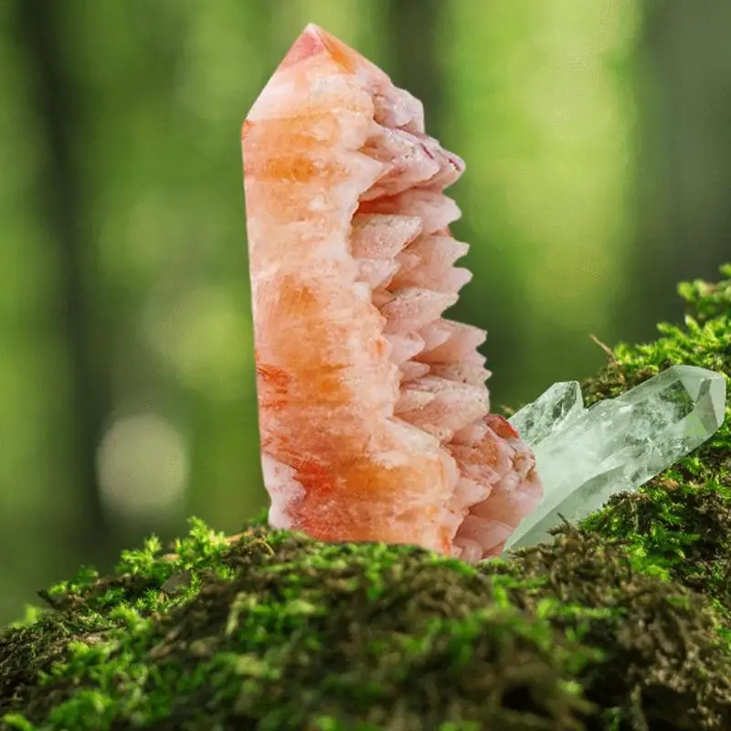 Piedra Natural y cristales, dientes de cristal rojos, columna de cristal, decoración de la oficina en casa, piedras minerales, artesanías, decoración del acuario de la habitación - imagen 4