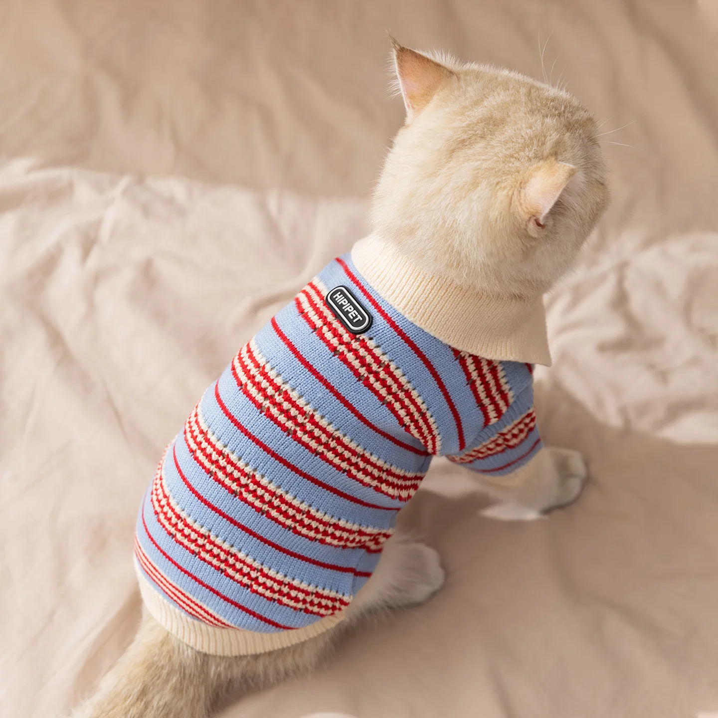 Jersey de punto rayado para perros pequeños y gatos – Cálido y cómodo - imagen 2
