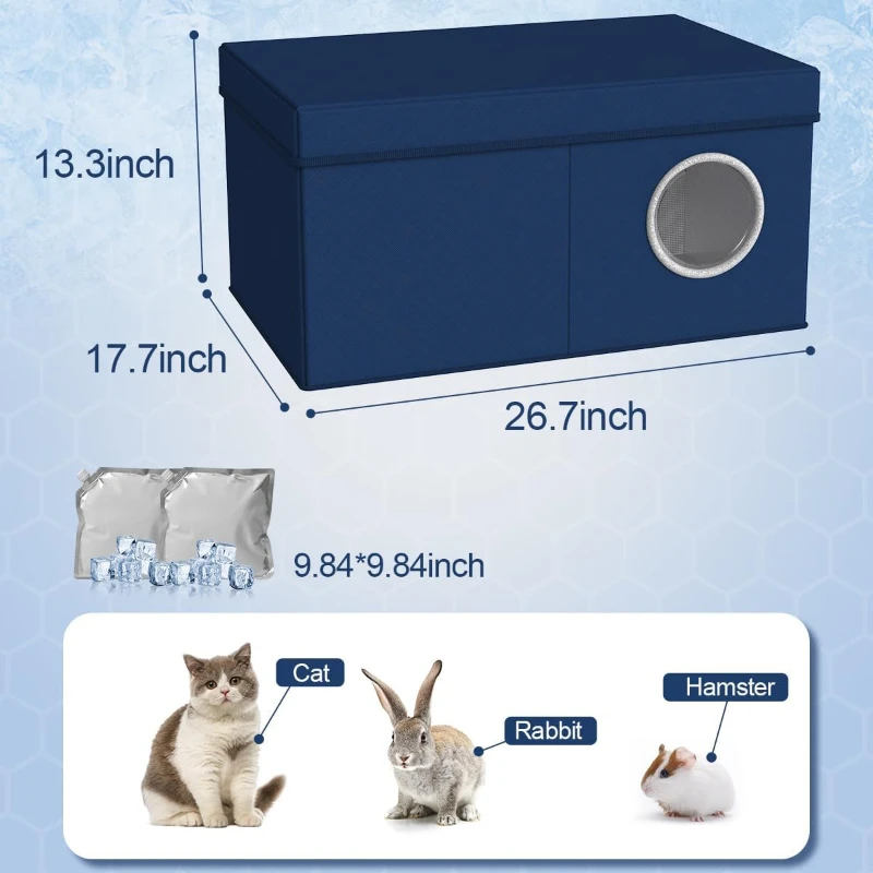 Aire acondicionado Nido para gatos Azul claro Nido fresco de verano Universal en todas las estaciones Productos para mascotas impermeables transpirables semicerrados - imagen 5