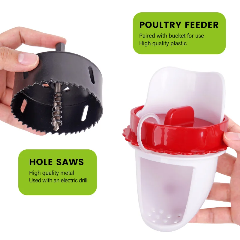 Comedero profesional para aves de corral, Kit de alimentación por gravedad, a prueba de lluvia, Cubo de alimentación automático para pollos y patos - imagen 2