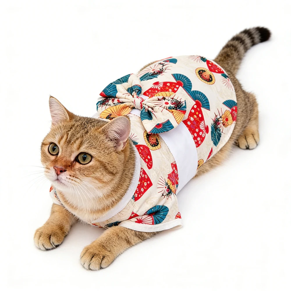 Kimono japonés para gatos y perros pequeños – Estampado lazo - imagen 3