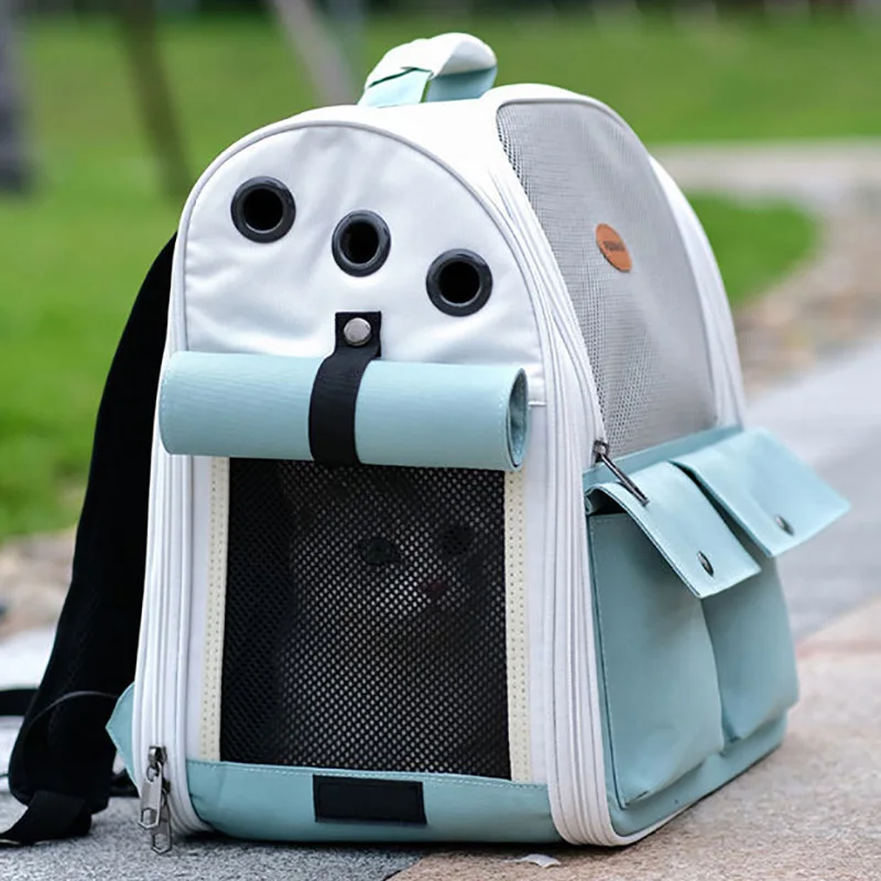 Mochila para mascotas, transportador portátil para gatos y perros pequeños, diseño plegable y ventilado, mochila grande para perros y gatos - imagen 2