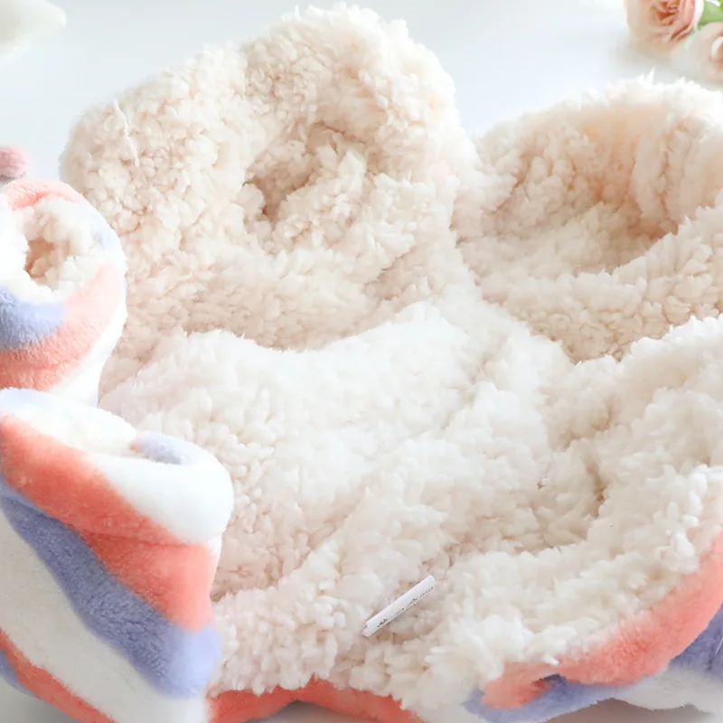 Pantalones de cuatro patas de felpa con lazo de arcoíris para mascotas, ropa de otoño e invierno, mono, abrigo de franela, peluche de princesa grueso, perro pequeño para mascota - imagen 4