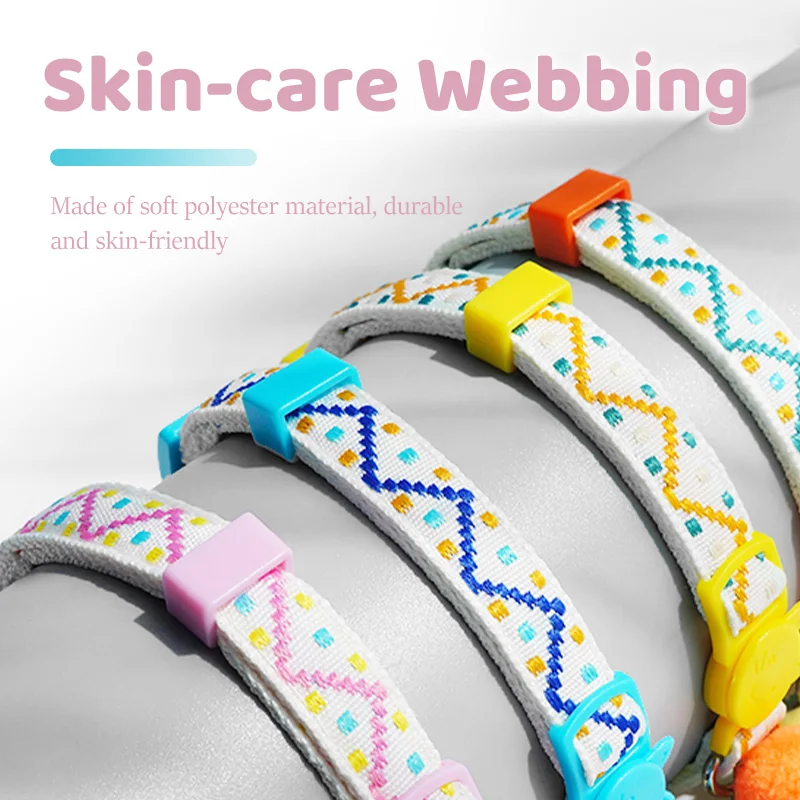 Breakaway-Collar ligero para mascotas, seguridad ajustable, duradero, suave con campana, Bola de felpa para gatitos, gatos, conejos y cachorros - imagen 4