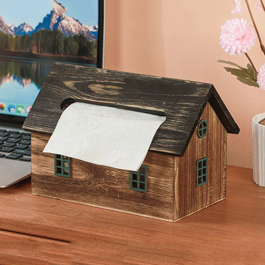 Caja de pañuelos de madera creativa para restaurante B & B, caja de papel Retro de madera maciza, cajas de papel en rollo para el hogar y la sala de estar