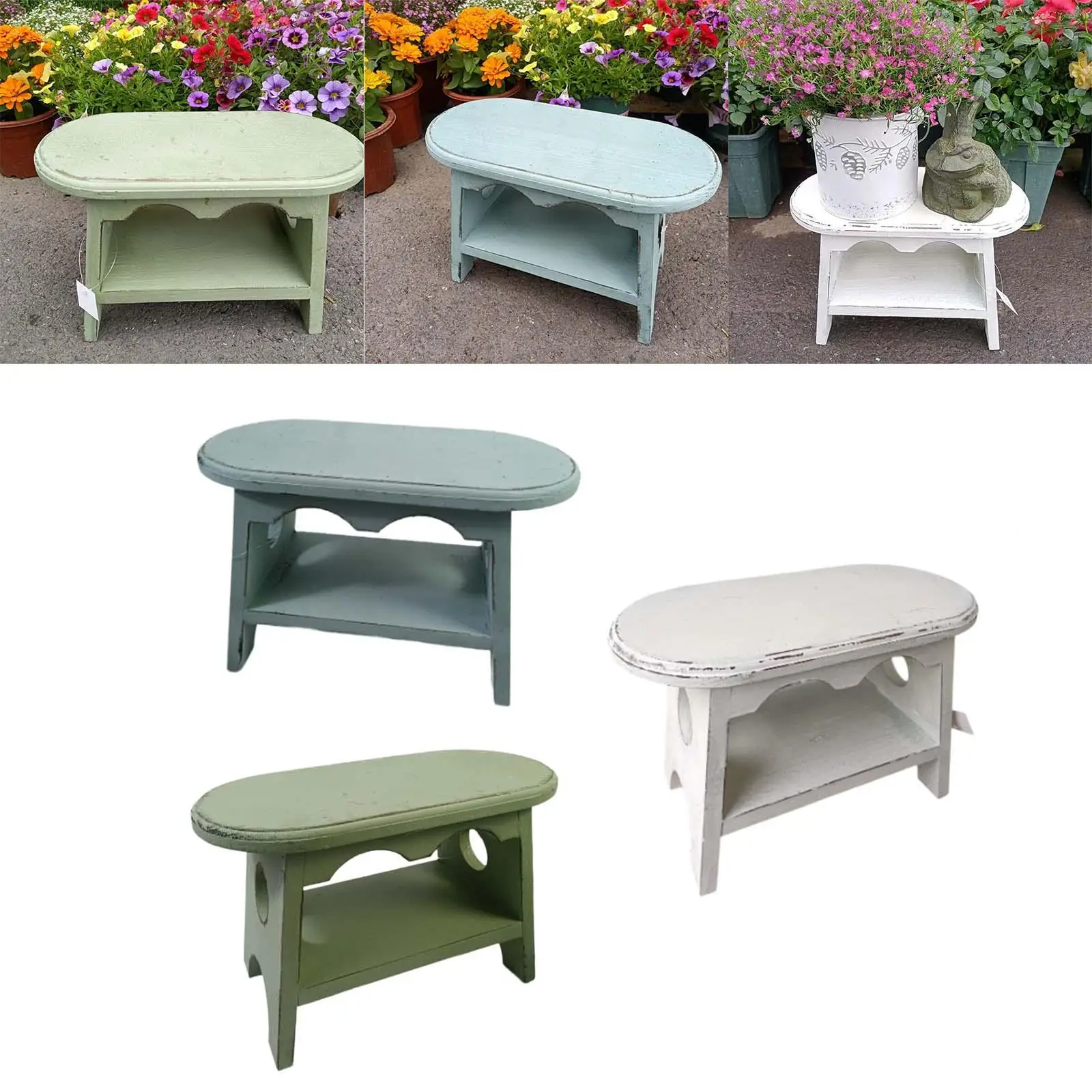 Taburete de madera soporte para plantas taburete para maceta ovalado pequeño soporte para macetero rústico planta - imagen 4