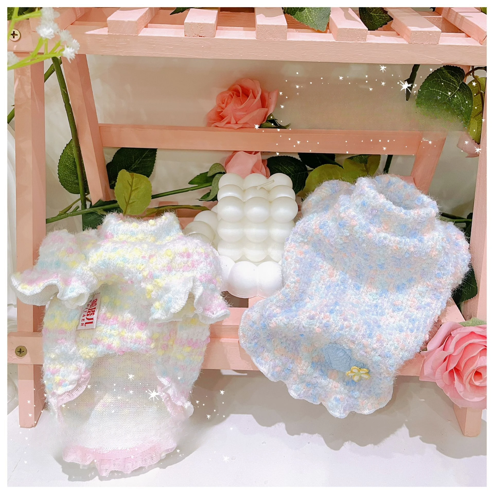 Suéter de manga de burbuja con cuello alto para otoño/invierno para mascotas, suéter tejido con manga de capullo de flor de amor, abrigo Base cálido para invierno, ropa para cachorros - imagen 2