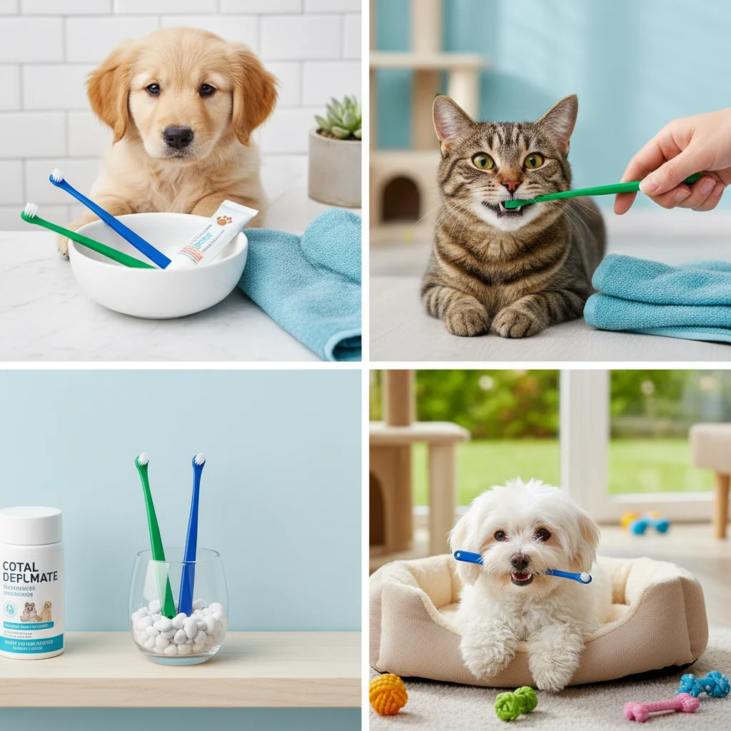 Suministros para mascotas, cepillos de dientes para perros, cepillos de dientes pequeños de cabeza redonda, herramientas de limpieza bucal de cerdas suaves para el cuidado de los dientes de cachorros - imagen 2