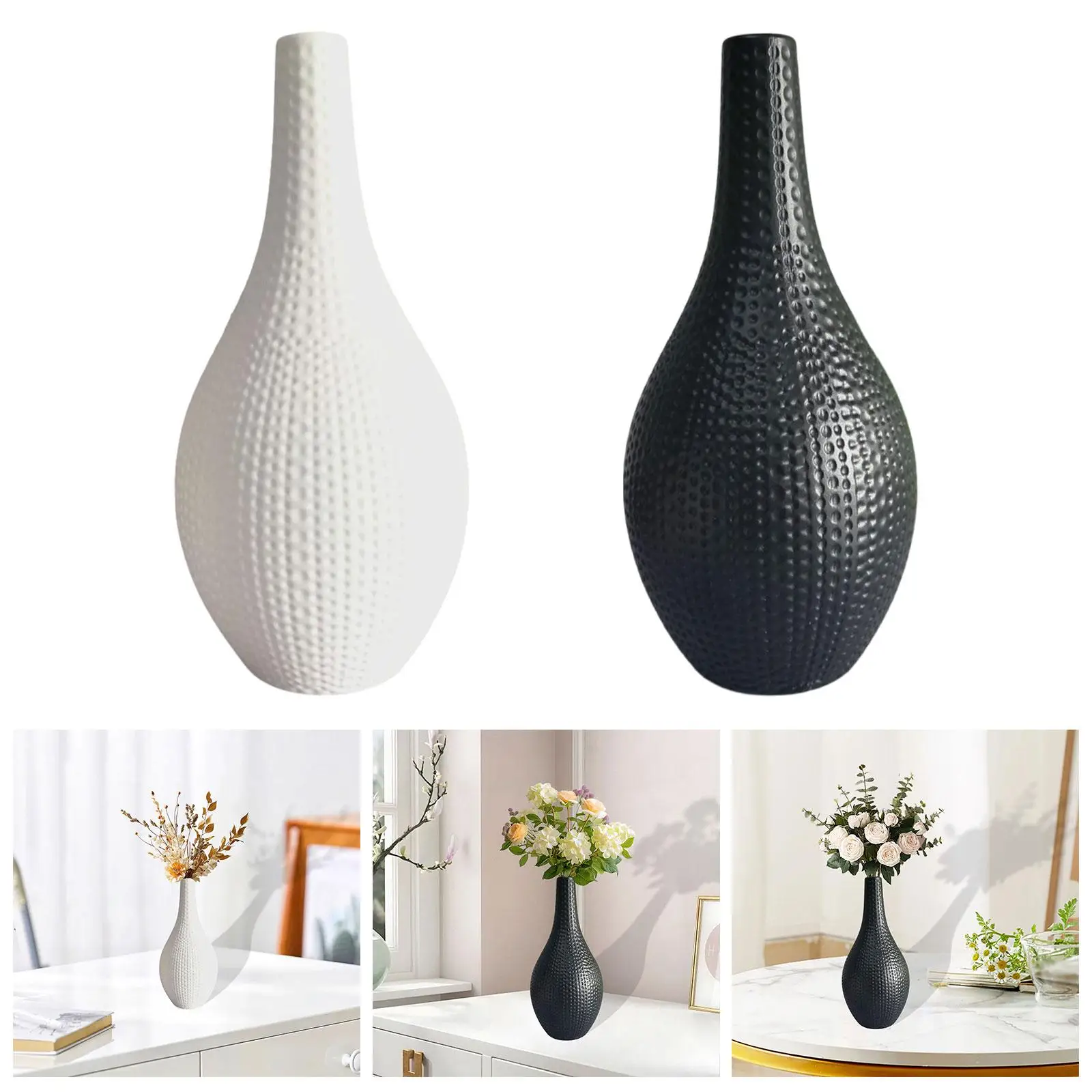 Florero moderno, decoración minimalista, aspecto cerámico de plástico, centro de mesa elegante para mesa de comedor y hogar - imagen 3