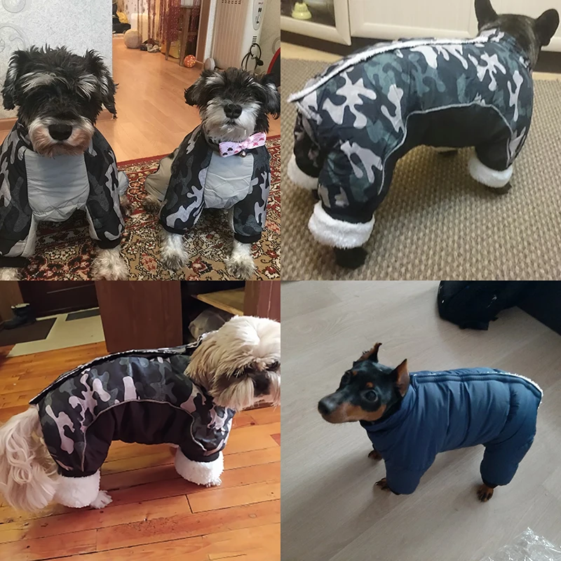 Monos cálidos de invierno para perros pequeños, mono impermeable para mascotas, abrigo reflectante grueso para cachorros, chaqueta de plumón para perros, ropa de Bulldog Francés - imagen 5