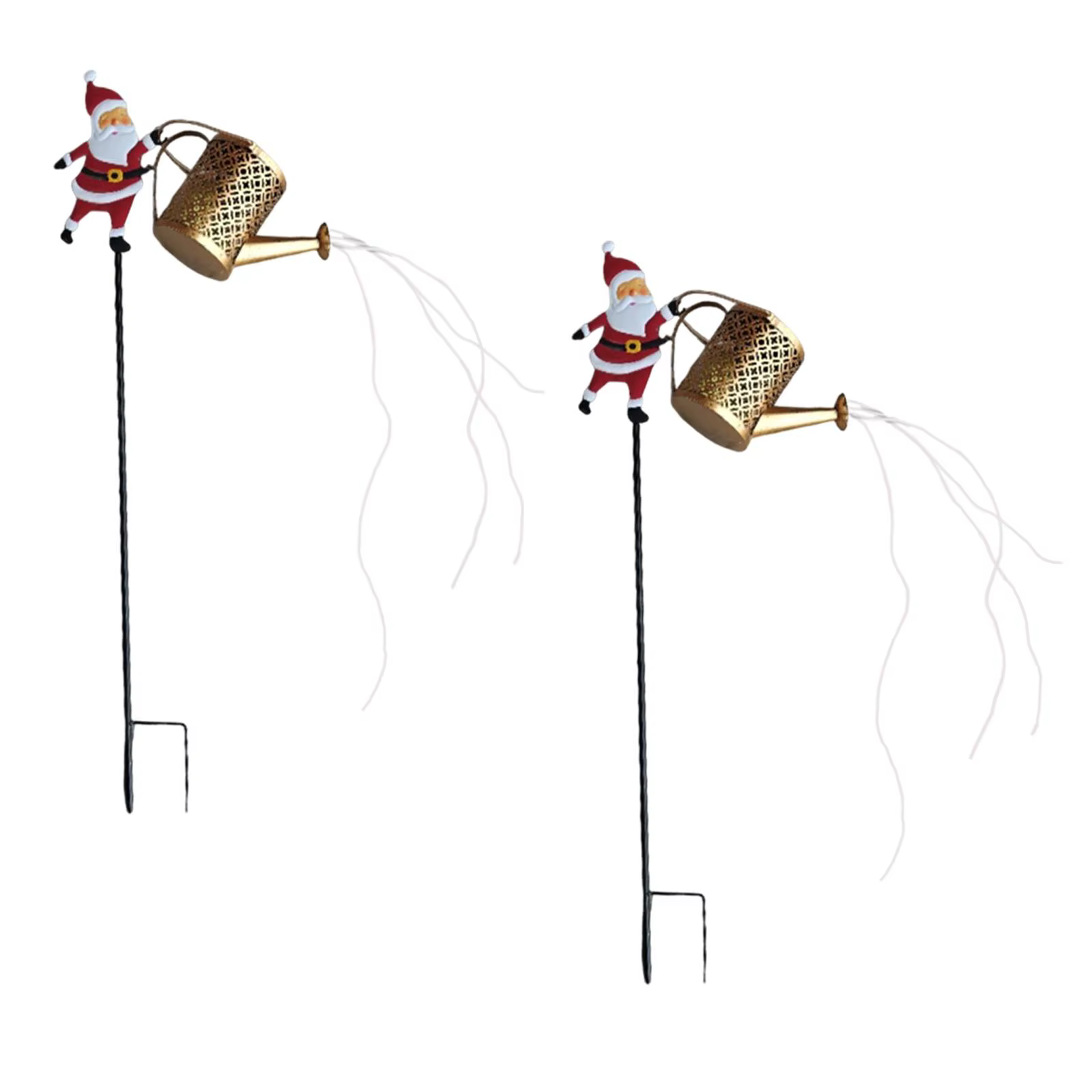 Regadera solar Papá Noel con luces – jardín para gato y perro - imagen 5