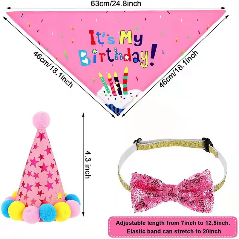 Decoración de feliz cumpleaños para mascotas, sombreros para disfraz de perro, Bandana con lazo, pañuelo, Baberos, pancartas, suministros para fiesta de mascotas, accesorios para perros - imagen 5