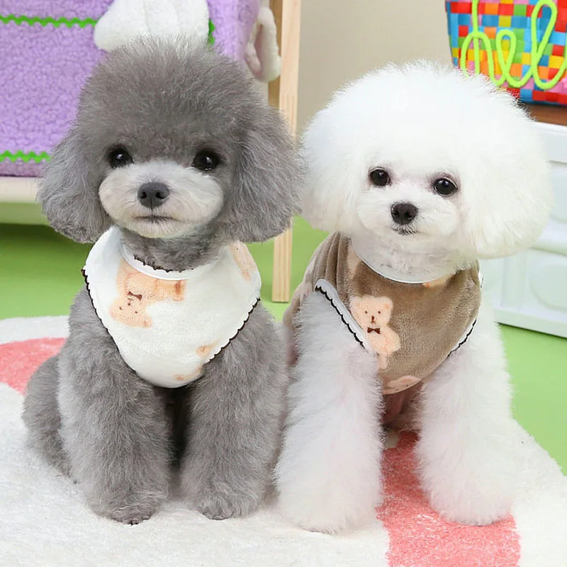 Ropa cálida de invierno para perros, ropa blanca sin mangas, abrigo de lana para perros pequeños, disfraz de perro salchicha Chiwawa, chaleco para cachorros, chaqueta, trajes - imagen 5