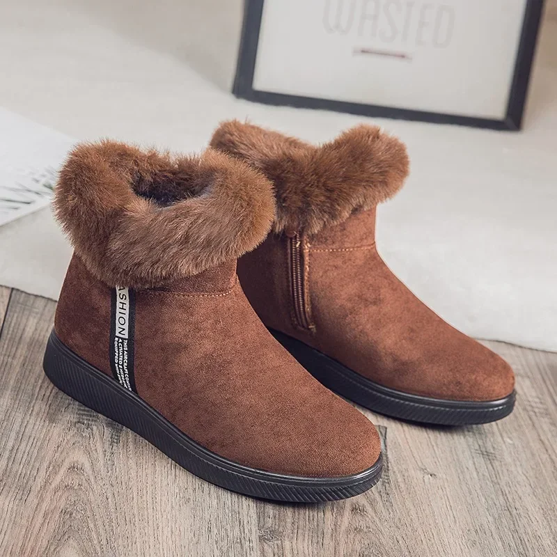 Venta caliente de botas de mujer nuevas botas de nieve de invierno botas cortas de felpa cálidas botines grandes plataforma de zapato de algodón zapatos de mujer Botines - imagen 2