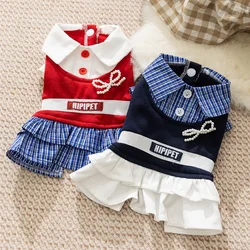 Vestido para perros Bichón Frisé - camisa a cuadros Preppy, falda