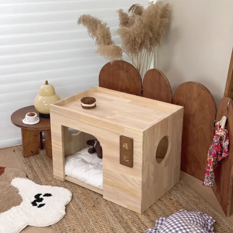 Nido de interior para mascotas, muebles de madera duraderos para mascotas, suministros para salón, cama con cojín, productos de decoración para el hogar para perros y gatos, accesorios - imagen 4
