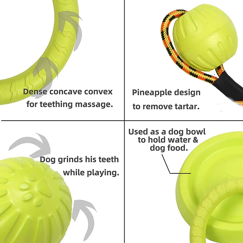 Discos voladores para mascotas, anillo de entrenamiento, extractor, juguetes para perros grandes, pelota para masticar resistente a mordeduras, juguete flotante para cachorros, suministro interactivo - imagen 5