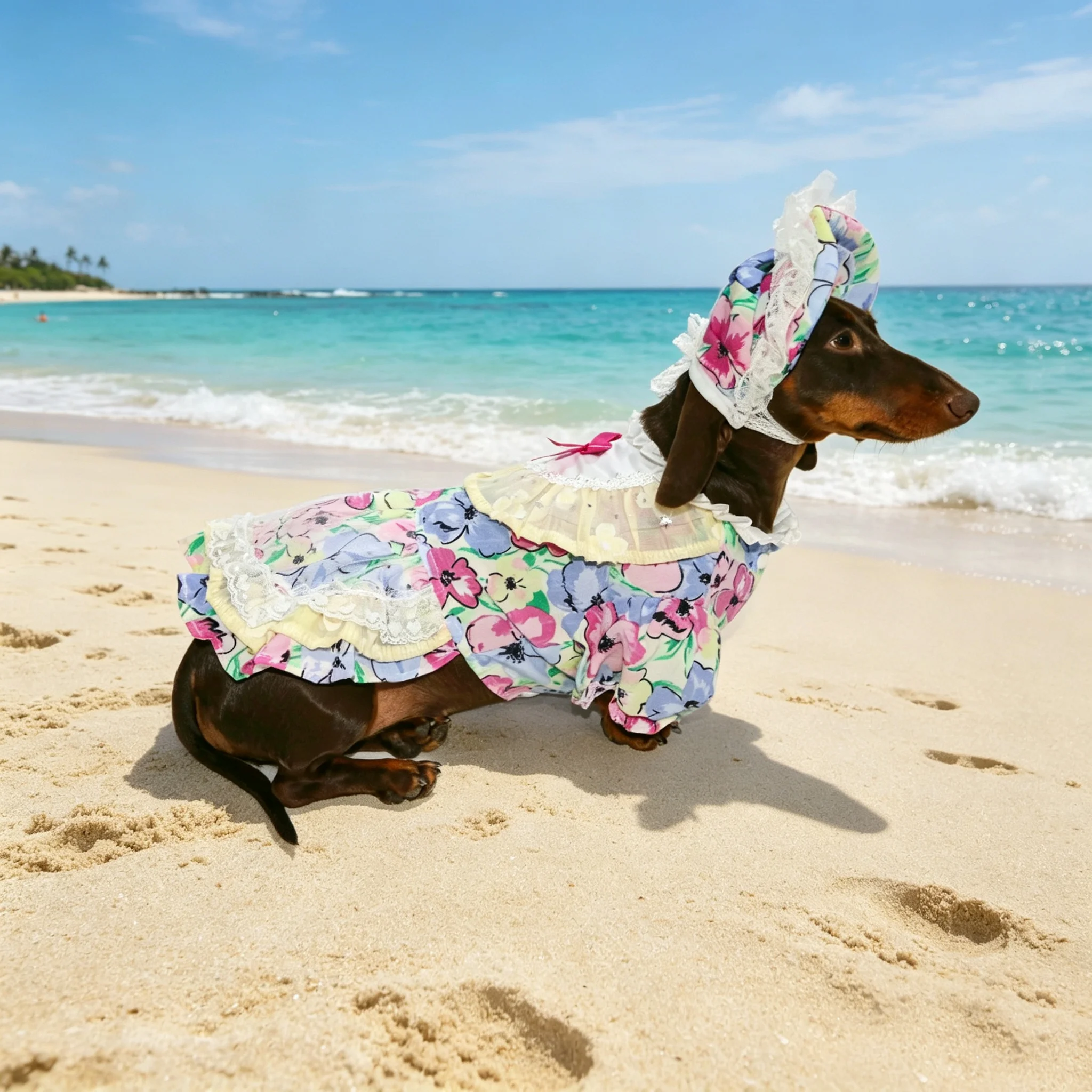 Conjunto de falda y sombrero para perro Teckel, primavera-verano - imagen 4
