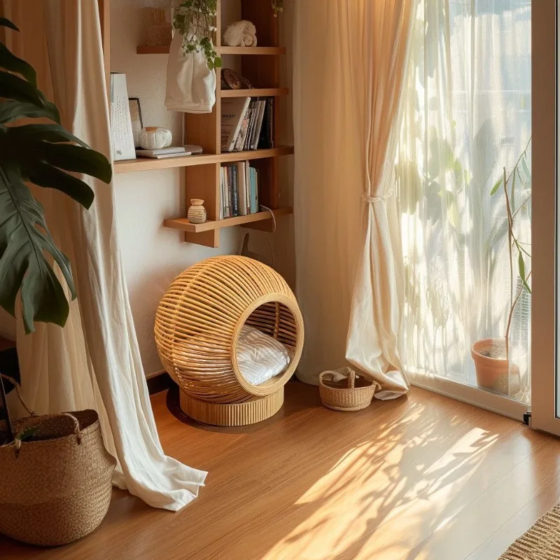 Cama hamaca de lujo para gatos tejida a mano, cómoda y transpirable