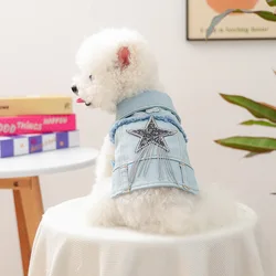 Chaleco vaquero con forma de estrella para mascotas, chaqueta vaquera con borlas y estrellas para perros pequeños, ropa para cachorros pequeños, otoño e invierno