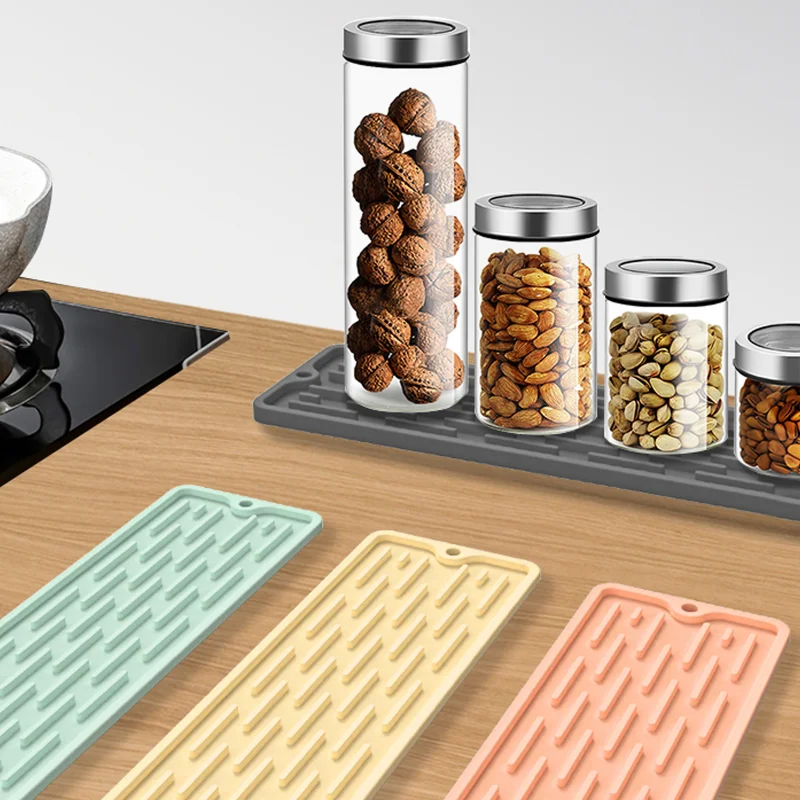 Estera de secado de platos de silicona, bandeja antideslizante para fregadero, tapete para encimera, organizador, utensilios de cocina, mantel individual de drenaje, accesorios de cocina - imagen 2