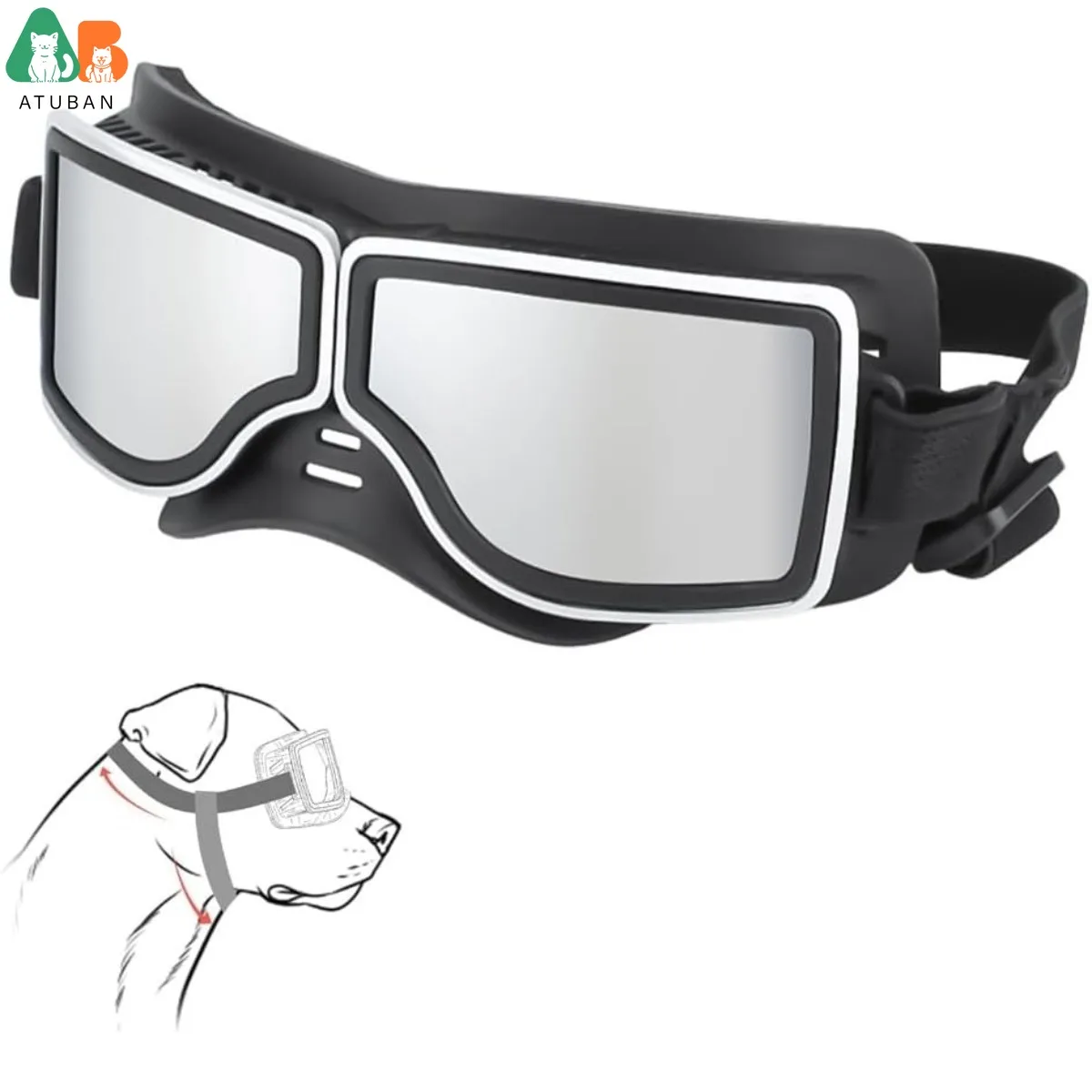 ATUBAN-gafas protectoras para perros y gatos, gafas reflectantes para mascotas, gafas para perros grandes, deportes para mascotas, conducción al aire libre - imagen 3