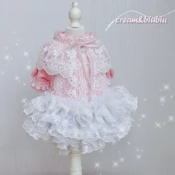 Vestido rosa de encaje para perros mini y gato – Estilo Lolita