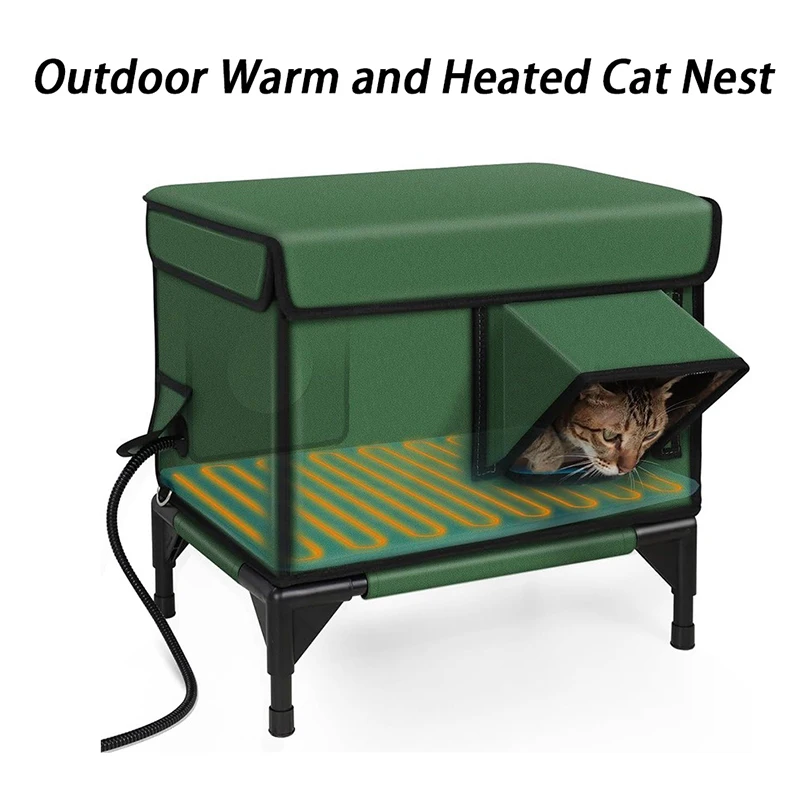 Casa para gatos impermeable al aire libre, casa para gatos de invierno cálida y calentada, tienda nido plegable para gatos con aislamiento para exteriores, tienda para dormir Extra grande para mascotas - imagen 2