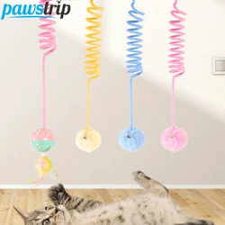 Juguete interactivo para gatos, divertido palo para gatos, bola de resorte de felpa, puerta colgante de llave automática, juguete para gatitos, varita para gatos con campana, accesorios para mascotas