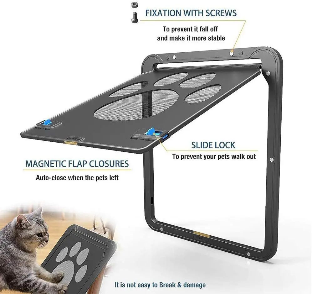 Puerta de seguridad para mascotas, pantalla magnética bloqueable para exteriores, puerta de ventana para perros y gatos, entrada libre, jardín bonito, fácil de instalar, nueva moda - imagen 4