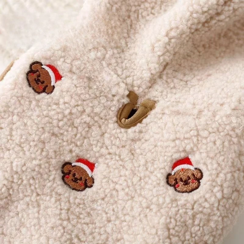 Ropa cálida de invierno para perros, sudadera con capucha de terciopelo para mascotas, sudadera de oso de peluche bordada para Bichon Schnauzer Chihuahua, trajes acogedores para mascotas