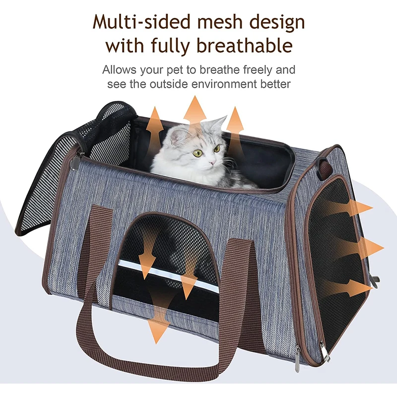 Benepaw-Bolsa de transporte para mascotas, cómoda, suave, duradera, ligera, transpirable, con ventana, para cachorros, gatos y perros pequeños - imagen 2