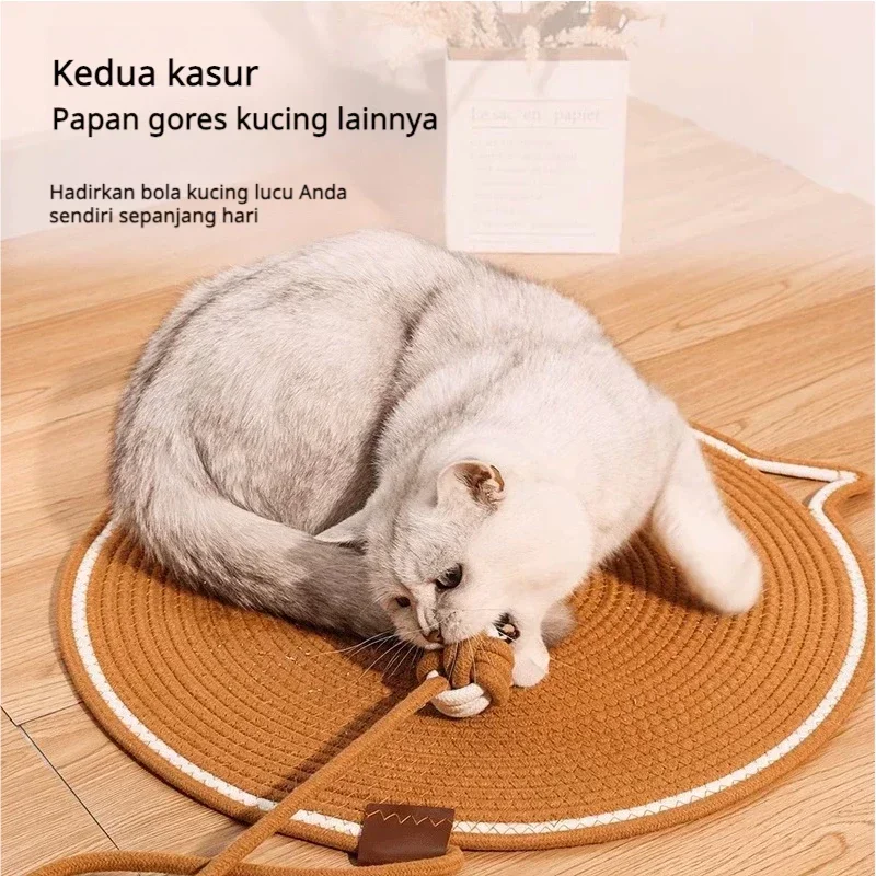Tapete rascador para gatos con cuerda de algodón, herramienta rascadora para gatos, divertidos juguetes para gatos para moler garras, raspador para gatos resistente al desgaste, producto para mascotas - imagen 3