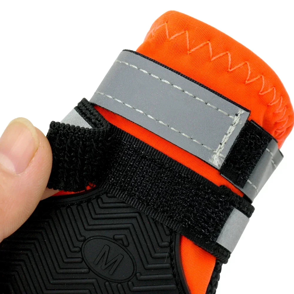 Zapatos de invierno para perros grandes, botas de nieve impermeables, reflectantes, calcetines, antideslizantes, 4 piezas - imagen 5