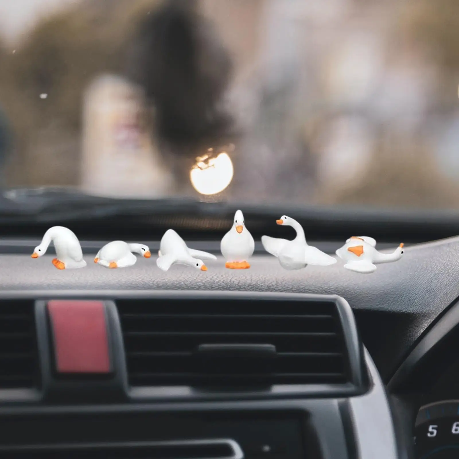 Figuras de ganso en miniatura para exhibición de oficina, regalos, decoración, Mini adornos de animales, estatuas de ganso pequeñas para mesa, sillas, hogar, 6 uds.