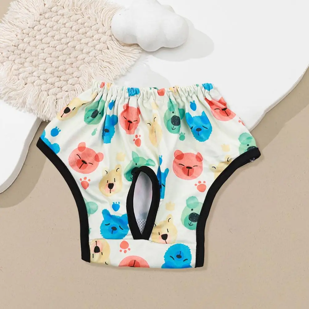 Pantalón Menstrual para perros, pañales sanitarios para perros, pantalones cortos, bragas fisiológicas elásticas, ropa interior transpirable con patrón de dibujos animados para cachorros - imagen 2