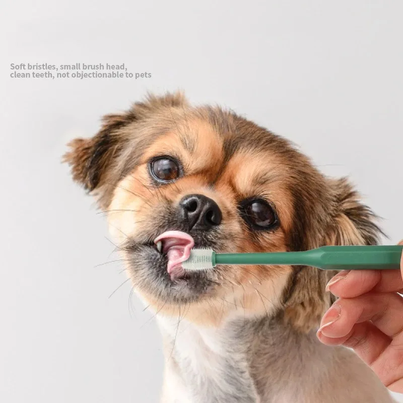 Cepillo de dientes para mascotas de 360 grados, cepillo para gatos, además del mal aliento, cuidado de los dientes del sarro, limpieza bucal para perros y gatos, suministros de limpieza para perros y gatos - imagen 3