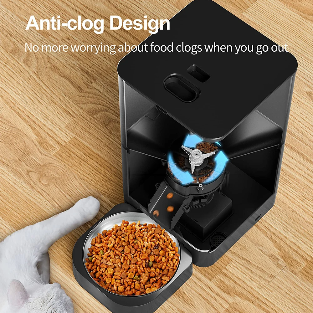 Alimentador automático para mascotas de 4L, alimentador inteligente de gran capacidad para perros y gatos, dispensador de comida lenta con sincronización de voz WIFI, suministro de alimentación automática para mascotas - imagen 3