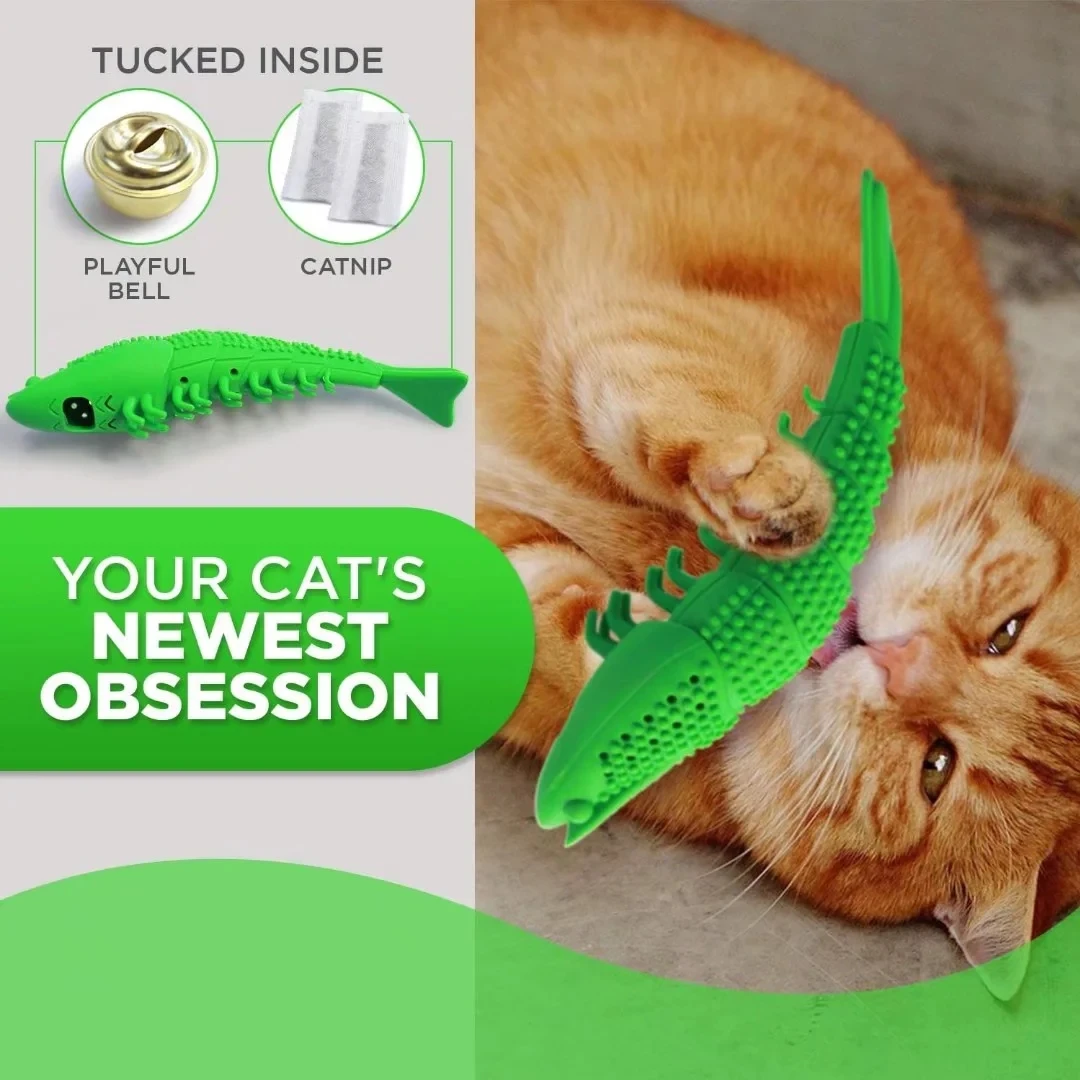 Juguetes de hierba gatera para gatos, accesorios de limpieza de dientes de 360 grados, juegos interactivos para mascotas, cepillo de dientes de goma, masticar, suministros para gatos - imagen 3