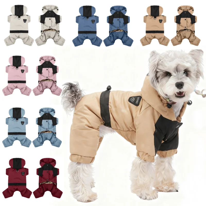Ropa para perros de cuatro patas, chaqueta impermeable para perros, abrigo cálido de invierno, mono con capucha para mascotas, chaquetas de algodón, sudadera para cachorros Chihuahua