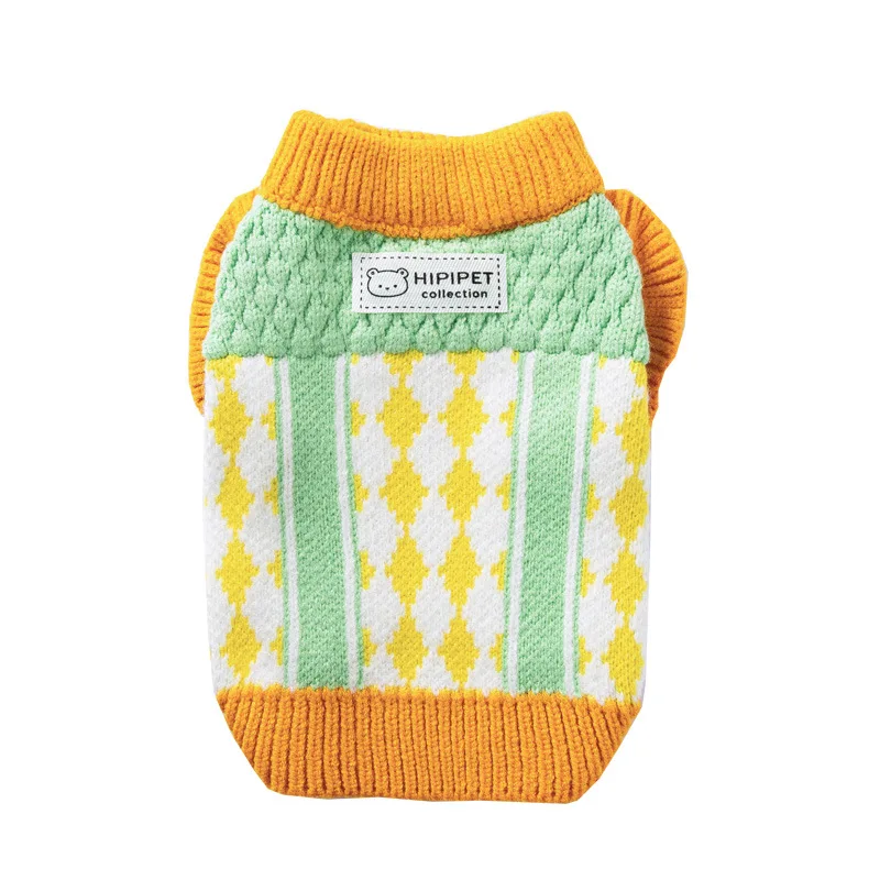 Suéter a cuadros de punto grueso y cálido para otoño e invierno, abrigo de peluche para mascotas, ropa para perros pequeños, ropa para cachorros - imagen 5