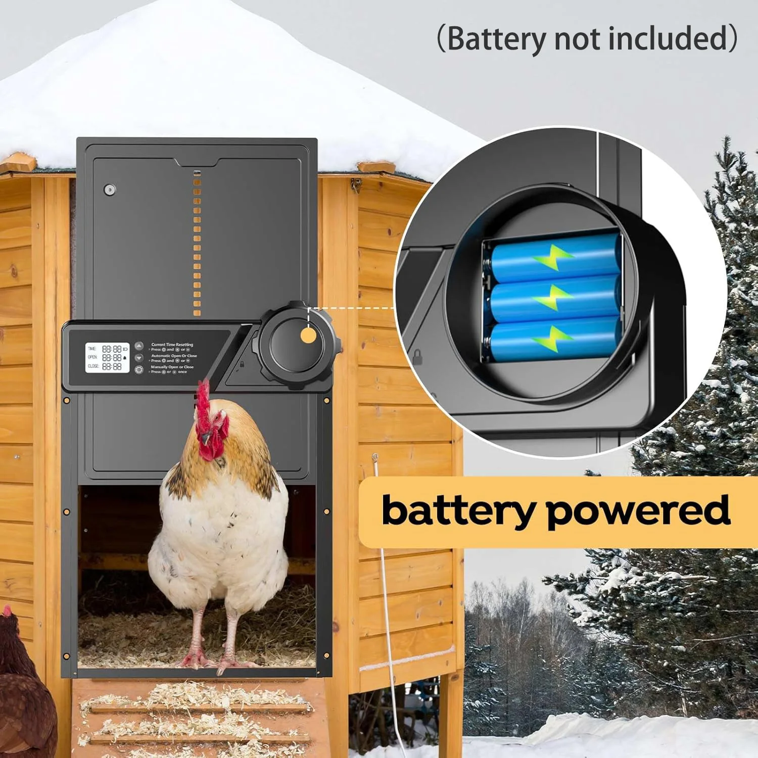 Puerta automática antisalida para gallinero con temporizador LCD - imagen 3