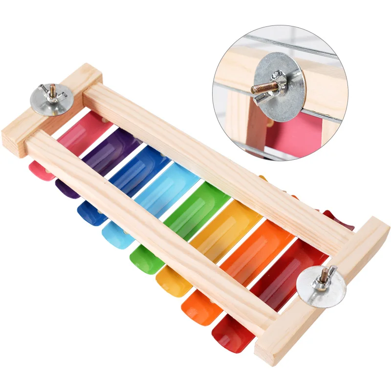 Pássaros mascotas loros juguetes loro gallo Pecking xilófono juguete decoración con sonidos accesorios para jaulas de pájaros - imagen 3