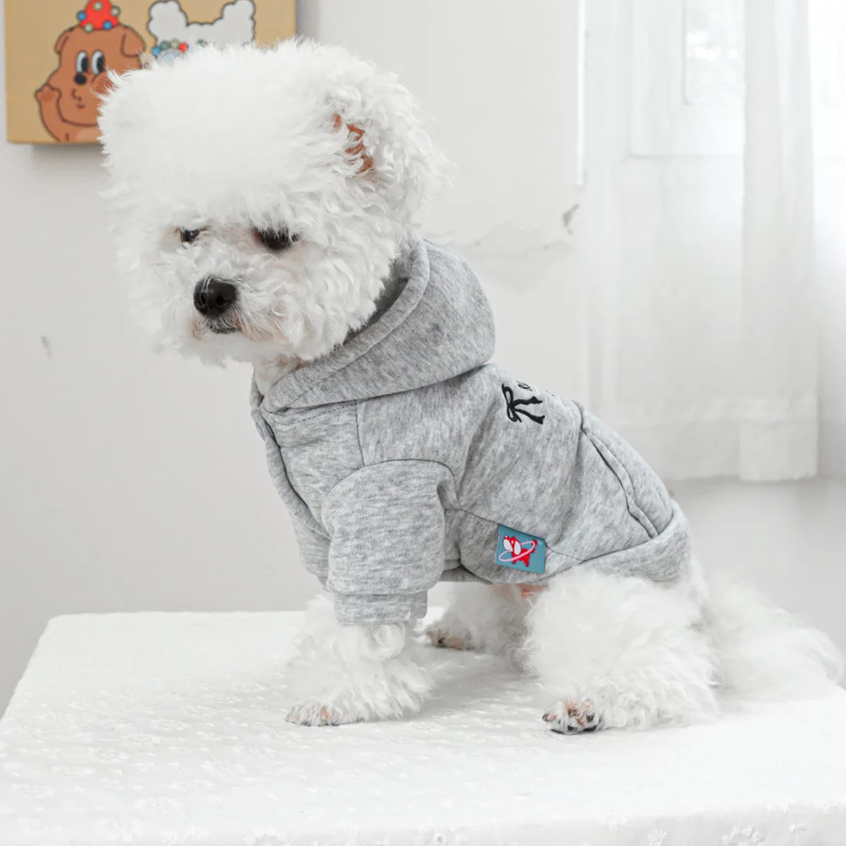 Sudadera con capucha con lazo para mascotas, ropa para gatos, suéter con bolsillo para mascotas, chaqueta con lazo lindo, ropa para perros pequeños - imagen 3