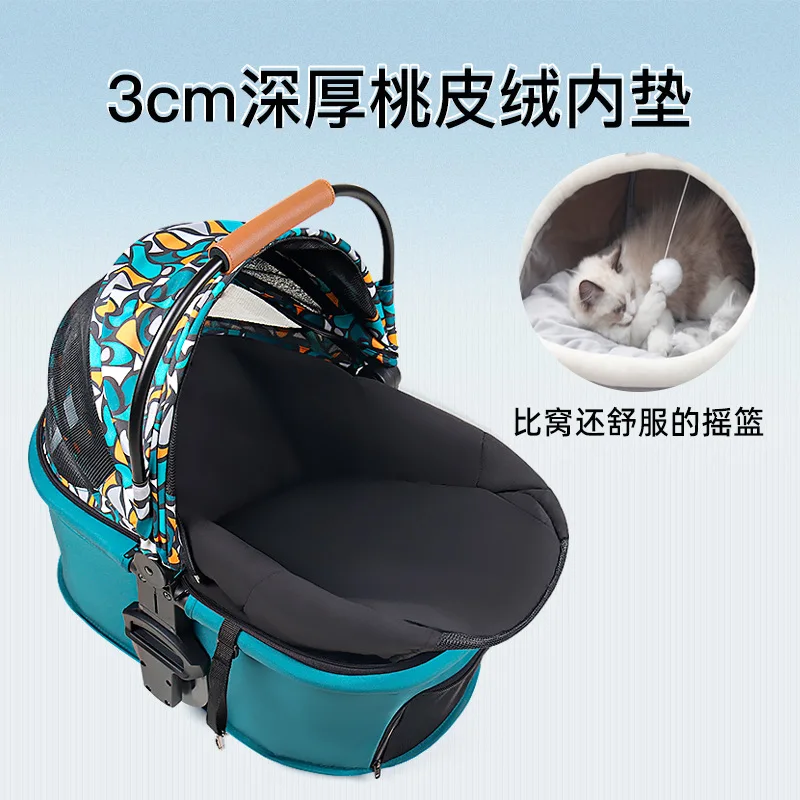 Cochecitos para mascotas Diseño portátil separado Conveniente elección para perros y gatos Productos para mascotas Carro para perros Cochecitos para gatos - imagen 4