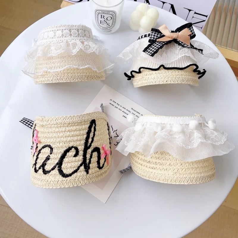 Sombrero de encaje para gato/perro de primavera para mascotas, sombrero protector solar tejido, sombrero protector solar, decoración, accesorios para fotos, cachorro para perros pequeños