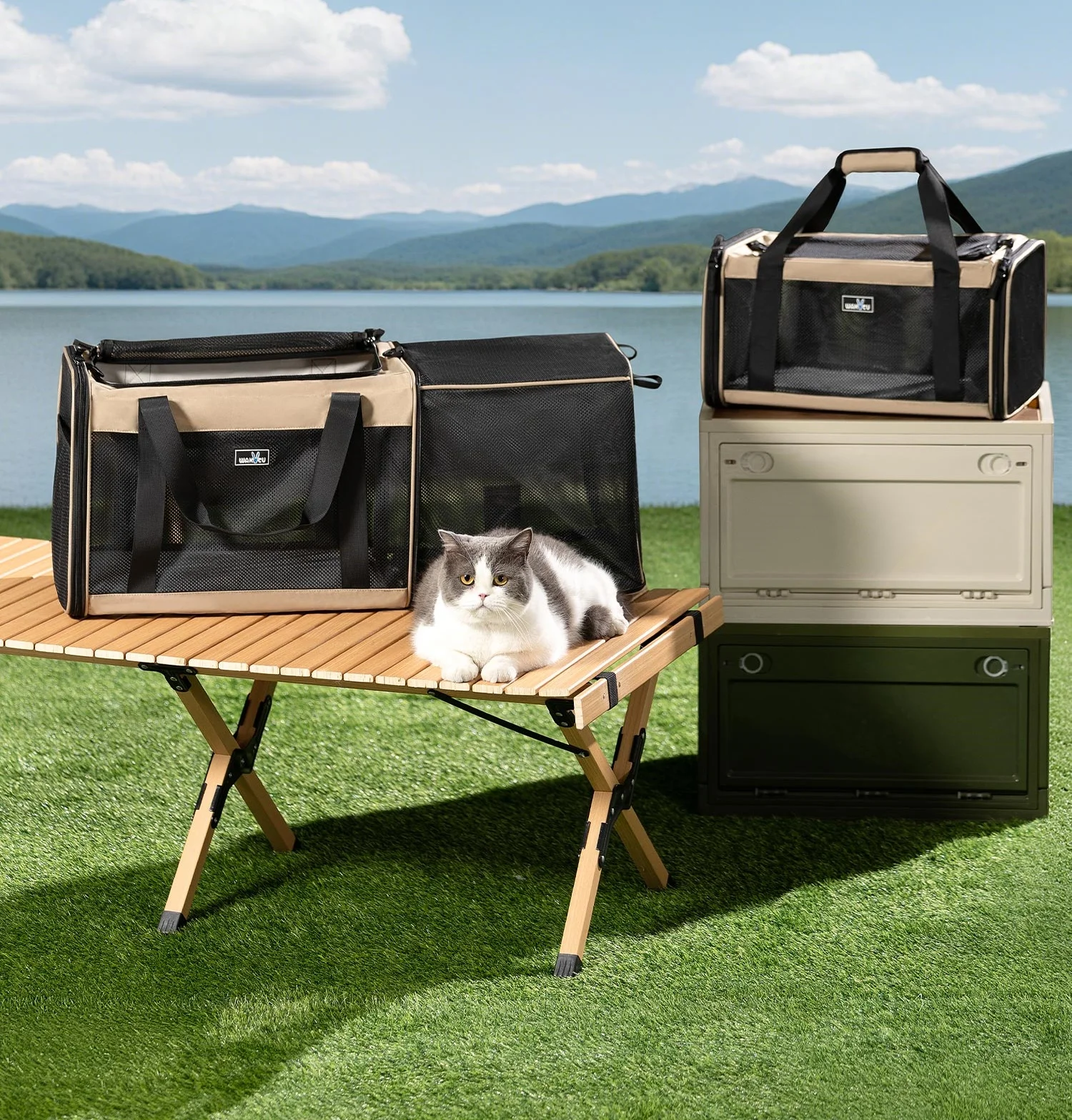 Bolsa transportadora para mascotas expandible, portátil, plegable, para exteriores, bolsa para gatos, bolsa para coche para mascotas, bolsa para mascotas aprobada por aerolínea, transportador para perros de cara suave